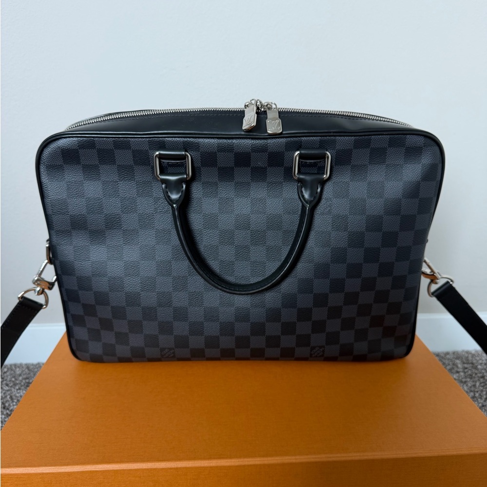 Louis Vuitton Graphite Checkered Briefcase